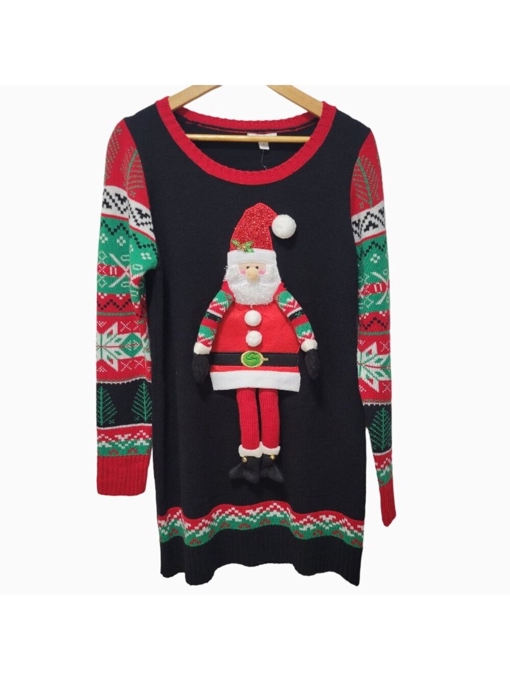 Tunic Christmas Sweater 3D Santa Claus NWT (M)